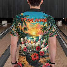 Load image into Gallery viewer, Personalized Hibiscus Summer Bowling Jersey, Ocean Scene Bowling Shirts Polo &amp; Quarter Zip For Men TDM6635