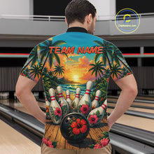 Load image into Gallery viewer, Personalized Hibiscus Summer Bowling Jersey, Ocean Scene Bowling Shirts Polo &amp; Quarter Zip For Men TDM6635