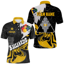 Load image into Gallery viewer, Personalized 9 Ball Billiard Shirts For Men Custom Grunge Yellow Black 9 Ball Pool Jerseys TDM1922