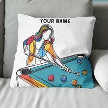 Load image into Gallery viewer, Multicolor Continuous Line Funny Players Billiards Custom White Pillows TDM0822