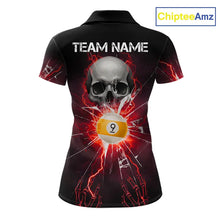 Load image into Gallery viewer, Red 8 Ball &amp; 9 Ball Skull Billiard Shirt For Women Custom Glass Break Pool Team Jersey Polo, 1/4 Zip TDM5973