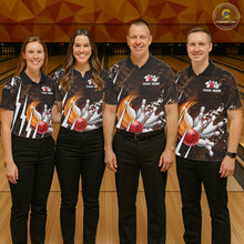 Load image into Gallery viewer, Personalized Skull Bowling Jersey For Women Custom Bowling Team Shirt Polo &amp; Quarter Zip | Orange TDM6205