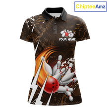 Load image into Gallery viewer, Personalized Skull Bowling Jersey For Women Custom Bowling Team Shirt Polo &amp; Quarter Zip | Orange TDM6205