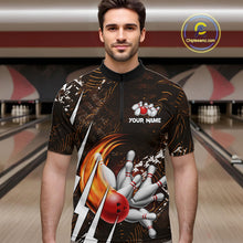 Load image into Gallery viewer, Personalized Skull Bowling Jersey For Men Custom Bowling Team Shirt Polo &amp; Quarter Zip | Orange TDM6205
