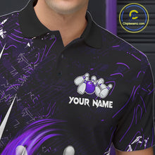Load image into Gallery viewer, Personalized Skull Bowling Jersey For Men Custom Bowling Team Shirt Polo &amp; Quarter Zip | Purple TDM6207