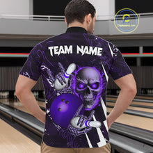 Load image into Gallery viewer, Personalized Skull Bowling Jersey For Men Custom Bowling Team Shirt Polo &amp; Quarter Zip | Purple TDM6207