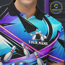 Load image into Gallery viewer, Blue Funny Shark Graffiti Bowling Shirts For Men, Best Bowling Team Jersey Polo &amp; Quarter Zip TDM6209