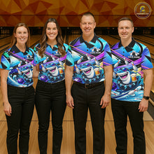 Load image into Gallery viewer, Blue Funny Shark Graffiti Bowling Shirts For Women, Best Bowling Team Jersey Polo &amp; Quarter Zip TDM6209
