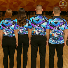 Load image into Gallery viewer, Blue Funny Shark Graffiti Bowling Shirts For Women, Best Bowling Team Jersey Polo &amp; Quarter Zip TDM6209