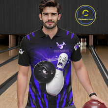 Load image into Gallery viewer, Funny Bowling Ball Custom Black And Purple Men’s Bowling Shirt, Bowling Team Jersey Polo &amp; 1/4 Zip TDM6212