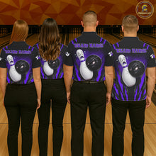 Load image into Gallery viewer, Funny Bowling Ball Custom Black And Purple Women's Bowling Shirt, Bowling Team Jersey Polo &amp; 1/4 Zip TDM6212