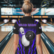 Load image into Gallery viewer, Funny Bowling Ball Custom Black And Purple Women's Bowling Shirt, Bowling Team Jersey Polo &amp; 1/4 Zip TDM6212
