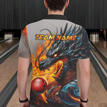 Load image into Gallery viewer, Personalized Dragon And Fire Bowling Shirts Polo &amp; 1/4 Zip For Men, Dragon Bowling Team Jerseys TDM3659