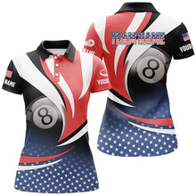 Load image into Gallery viewer, Personalized 8 Ball Pool American Flag Version Billiard Shirts For Women, Patriotic Billiard Jerseys TDM2135