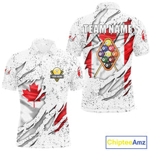 Load image into Gallery viewer, 9 Ball Pool Canada Flag White Grunge Custom Men's Billiard Shirt, Patriotic Pool Team Shirts TDM5139