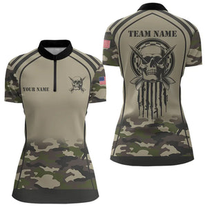 Vintage Camo Darts Polo & Quarter Zip Custom Dart Shirts For Women, Camouflage Dart Jerseys TDM3813