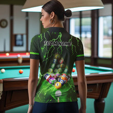 Load image into Gallery viewer, Thunder Lightning Storm Custom 3D Billiard Shirts For Women, Billiard Balls Team Jerseys |Green TDM3816