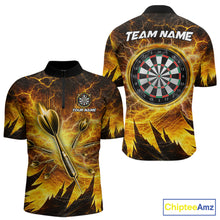 Load image into Gallery viewer, Personalized Yellow Darts Polo &amp; 1/4 Zip For Men Custom Thunder Lightning Darts Team Jersey TDM6216