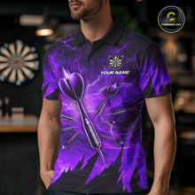 Load image into Gallery viewer, Personalized Purple Darts Polo &amp; 1/4 Zip For Men Custom Thunder Lightning Darts Team Jersey TDM6218