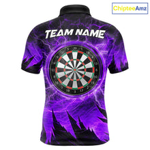 Load image into Gallery viewer, Personalized Purple Darts Polo &amp; 1/4 Zip For Men Custom Thunder Lightning Darts Team Jersey TDM6218