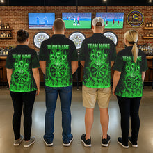Load image into Gallery viewer, Green Flaming Skull Darts Polo &amp; Quarter Zip Custom Fire Darts Shirt For Women, Darts Team Jersey TDM5621
