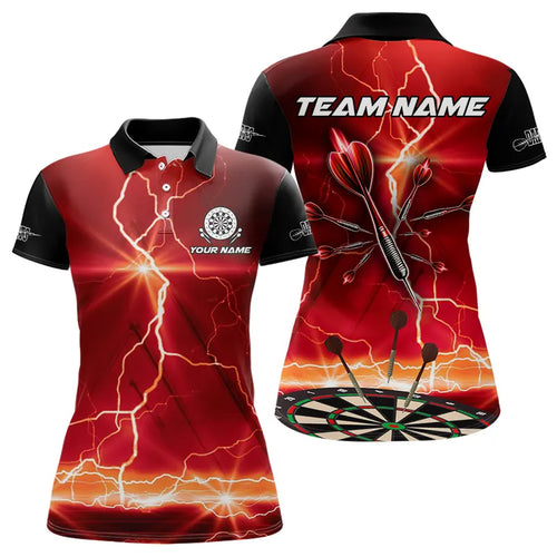 Customized Lightning Dart Shirt With Pocket Option For Women, Red Dart Jersey TDM3674