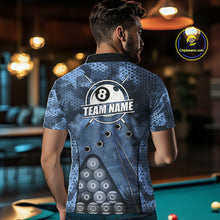 Load image into Gallery viewer, Blue Camo 8 Ball Billiard Shirt For Men Custom Pool Team Shirt, Billiard Jersey Polo &amp; 1/4 Zip TDM6008