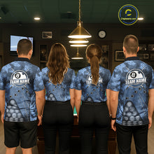 Load image into Gallery viewer, Blue Camo 8 Ball Billiard Shirt For Women Custom Pool Team Shirt, Billiard Jersey Polo &amp; 1/4 Zip TDM6008