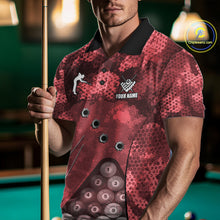 Load image into Gallery viewer, Red Camo 8 Ball Billiard Shirt For Men Custom Pool Team Shirt, Billiard Jersey Polo &amp; 1/4 Zip TDM6009