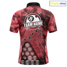Load image into Gallery viewer, Red Camo 8 Ball Billiard Shirt For Men Custom Pool Team Shirt, Billiard Jersey Polo &amp; 1/4 Zip TDM6009