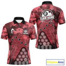 Load image into Gallery viewer, Red Camo 8 Ball Billiard Shirt For Men Custom Pool Team Shirt, Billiard Jersey Polo &amp; 1/4 Zip TDM6009