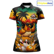 Load image into Gallery viewer, Funny Chicken Sunset Tropical Bowling Jersey For Women Custom Bowling Team Shirts Polo &amp; 1/4 Zip TDM6458