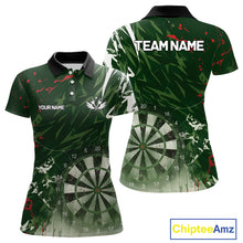 Load image into Gallery viewer, Green Geometric Darts Shirt With Pocket Option Custom Women's Darts Jersey TDM5361