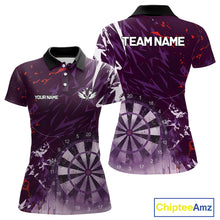 Load image into Gallery viewer, Purple Geometric Darts Shirt With Pocket Option Custom Women's Darts Jersey TDM5362