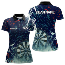 Load image into Gallery viewer, Blue Geometric Darts Shirt With Pocket Option Custom Women's Darts Jersey TDM5363