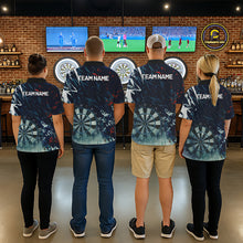 Load image into Gallery viewer, Blue Geometric Darts Shirt With Pocket Option Custom Men's Darts Jersey TDM5363