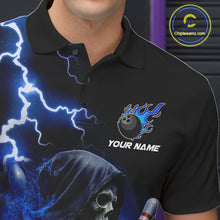 Load image into Gallery viewer, Blue Grim Reaper Bowling Shirt For Men Custom Lightning Team League Bowling Jersey Polo &amp; 1/4 Zip TDM5854