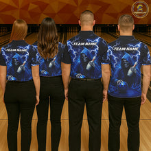 Load image into Gallery viewer, Blue Grim Reaper Bowling Shirt For Men Custom Lightning Team League Bowling Jersey Polo &amp; 1/4 Zip TDM5854