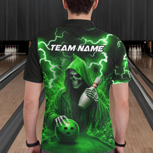 Load image into Gallery viewer, Green Grim Reaper Bowling Shirt For Men Custom Lightning Team League Bowling Jersey Polo, 1/4 Zip TDM5855