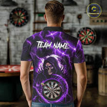 Load image into Gallery viewer, Purple Grim Reaper Skull Thunder Lightning Darts Shirt For Men Custom Darts Jersey Polo &amp; 1/4 Zip TDM6468