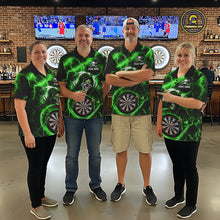 Load image into Gallery viewer, Green Grim Reaper Skull Thunder Lightning Darts Shirt For Women Custom Darts Jersey Polo &amp; 1/4 Zip TDM6469