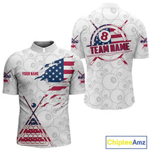 Load image into Gallery viewer, American Flag 8 Ball Billiard Jersey For Men Custom Patriotic Billiard Shirt Team Polo &amp; 1/4 Zip TDM5383