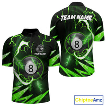 Load image into Gallery viewer, Personalized Green 8 Ball Pool Billiard Shirts For Men Custom Thunder Lightning Pool Jerseys TDM5877
