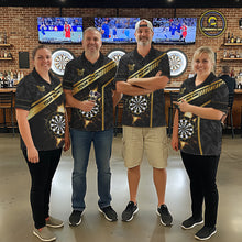 Load image into Gallery viewer, Black And Gold Break Glass Darts Shirt For Women Custom Darts Jersey Team Polo &amp; Quarter Zip Shirt TDM6255
