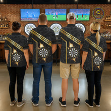Load image into Gallery viewer, Black And Gold Break Glass Darts Shirt For Women Custom Darts Jersey Team Polo &amp; Quarter Zip Shirt TDM6255