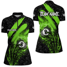Load image into Gallery viewer, Personalized Green 8 Ball Pool Fire And Claw Hand Custom Women Billiard Shirts, Billiard Pool Jerseys TDM1745