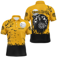 Load image into Gallery viewer, Personalized Halloween Darts Shirts For Men, Funny Grim Reaper Orange Black Darts Jerseys TDM2453