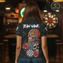 Load image into Gallery viewer, Personalized Colorful Sugar Skull Darts Shirt For Women Custom Darts Jersey Team Polo &amp; Quarter Zip TDM6264