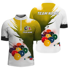 Load image into Gallery viewer, 3D 9 Ball Pool Billiard Jerseys Men Polo &amp; Quarter-Zip Shirts Custom Billiard Team Shirts |Yellow TDM2155