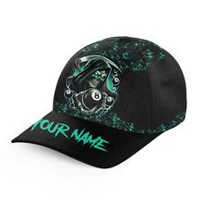 Load image into Gallery viewer, Turquoise Funny Grim Reaper3D Printed Billiard Caps Custom Name 8 Ball Pool Billiard Hats Gifts TDM2158